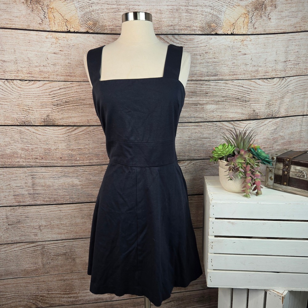 Banana‎ Republic Milly Navy Blue Ponte Square Neck Fit Flare Skater Dress 10